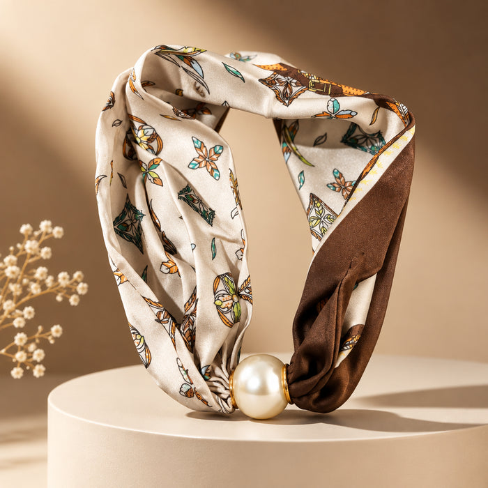Scarf Necklace w/ Pearl Magnetic Clasp
