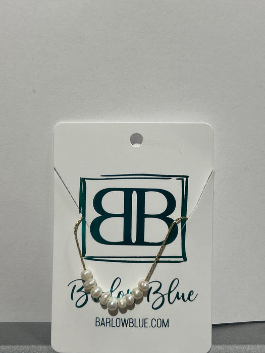 9 Tiny Pearl Necklace on Gold Chain