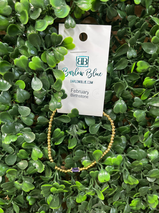 The Birthday Girl Birthstone Bracelets with Rectangle Birthstone Charm