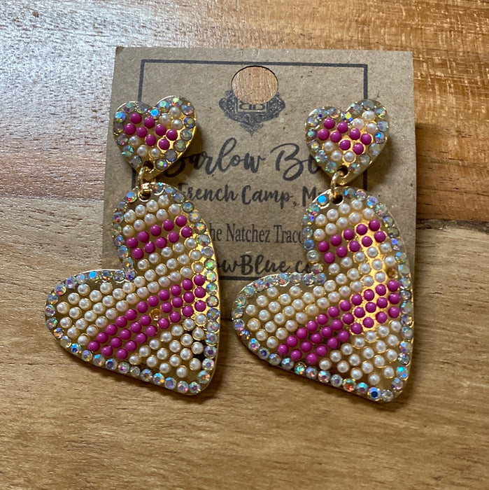 Rhinestone Heart Earrings