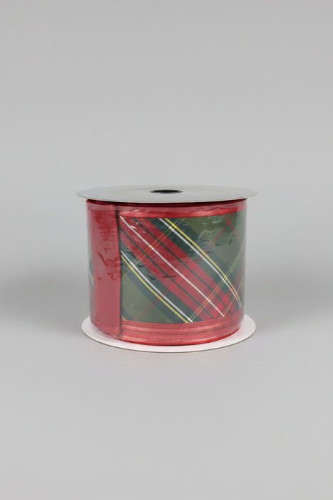 Traditions Plaid Double Sided Fused Metallic John Mark Ribbon: 4in wide x 10yd
