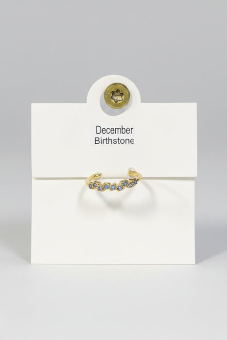 Birthstone Square Stone on Gold Band Ring- Adjustable Fits All