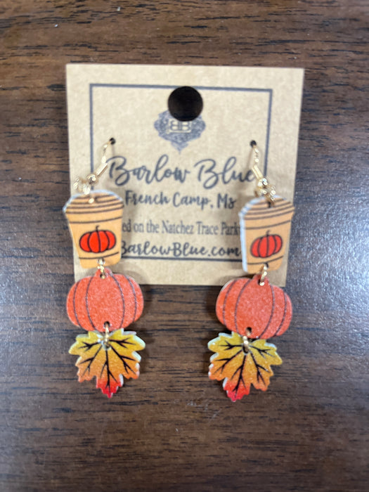 Fall Coffee Pumpkin Earrings