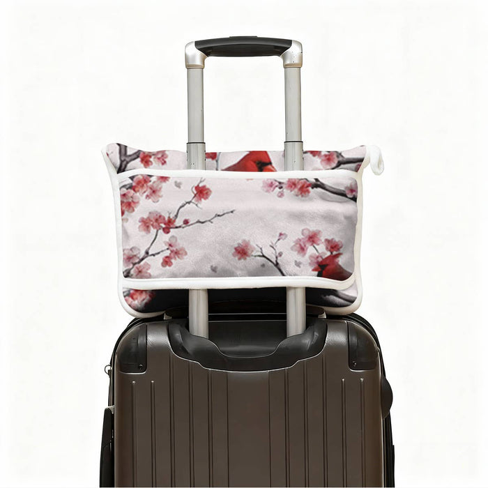 "Cardinal Blossoms" Plush Travel Blanket with Matching Case