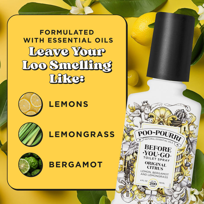 Poo~Pourri Original Citrus Toilet Spray 4oz.: Lemon + Bergamot + Lemongrass