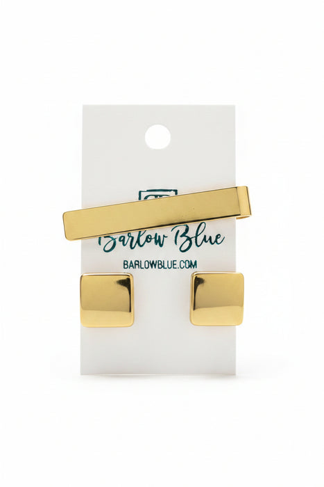 Engravable Gold Tie Clip & Cuff Links- Great Wedding Gift!