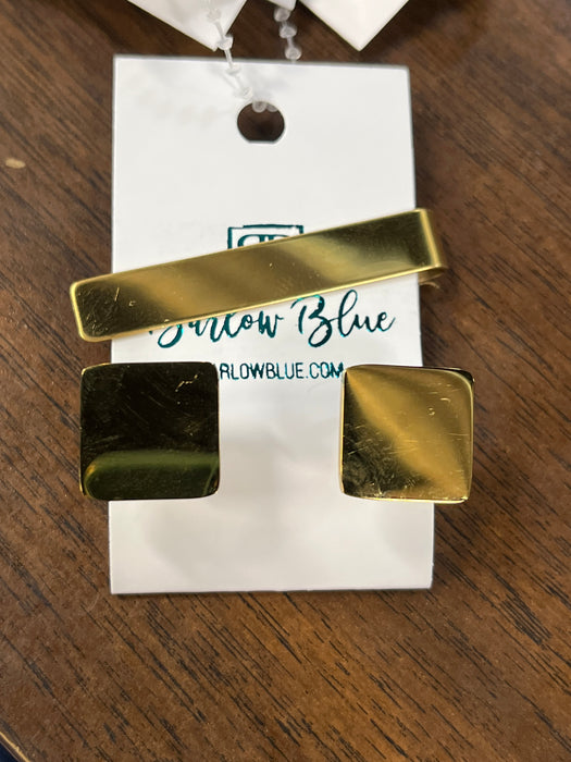 Engravable Gold Tie Clip & Cuff Links- Great Wedding Gift!