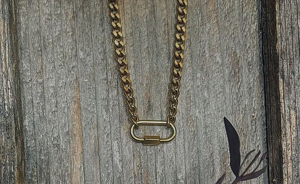 Waterproof Gold 16” Carabiner Necklace