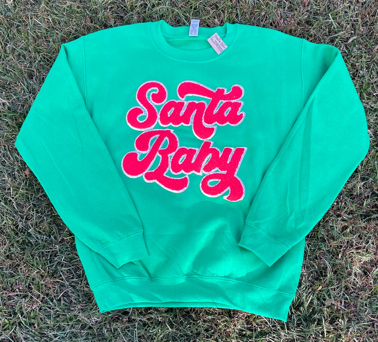 Santa Baby Chenille Patch Sweatshirt - 4 Colors!