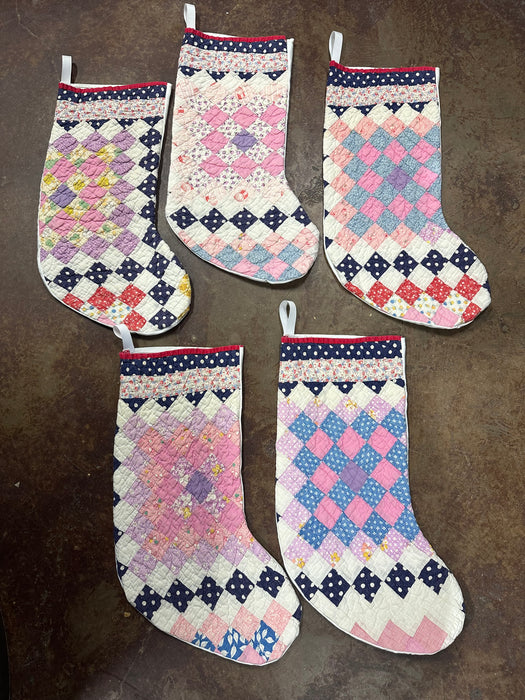 Quilted Stockings with Quilted Table Cloth Backs - 8 Styles! (Personalization Can Be Added for an Additional $10!)