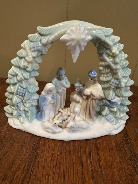 Vintage Nativity Scene with Blue Accents.  Very Beautiful.