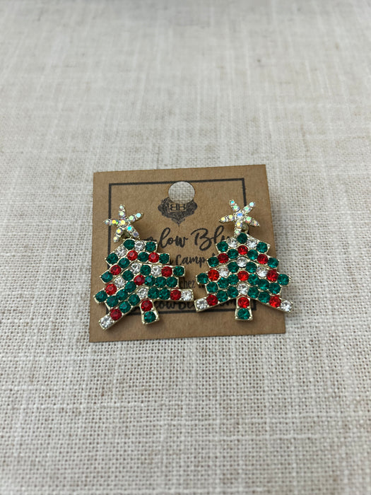 Glitter Colorful Christmas Tree Earrings