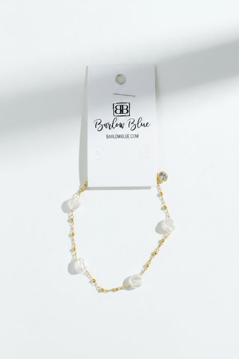 Four Pearl Bracelet on Chain with Beads