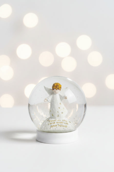 Resin Snowglobe with Baby Angel Decor w/ LED