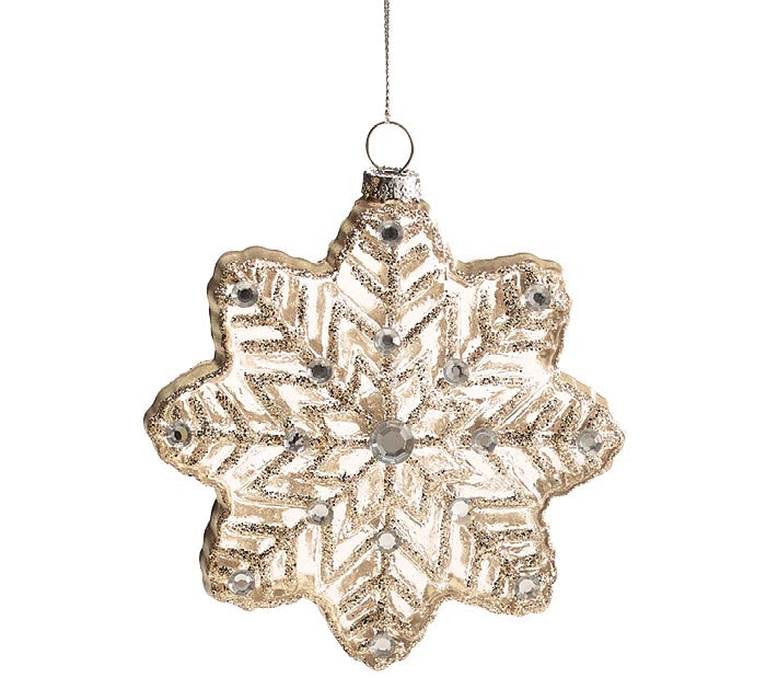 Glass Glitter Snowflake Ornament