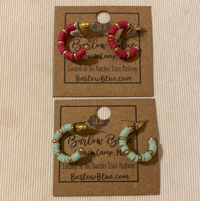 Small Heishi Hoop Earrings - 2 Colors!