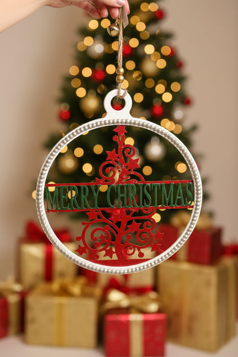 Red and Green Merry Christmas Door Hanger Ornament