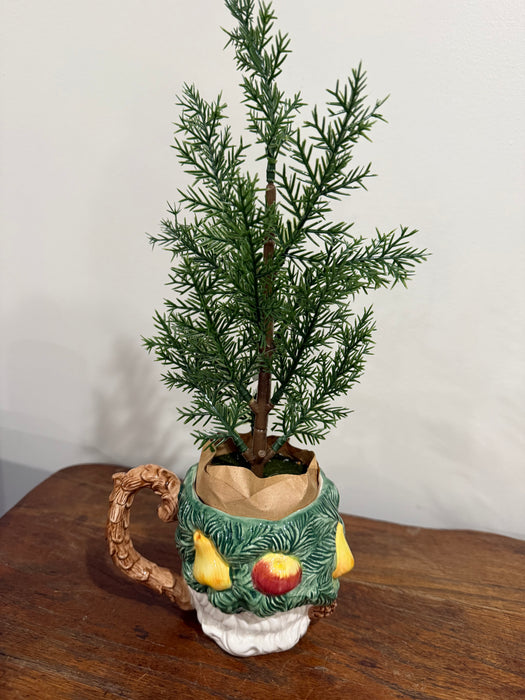 Fitz & Floyd Vintage Santa Mug Planter with Removable Christmas Tree