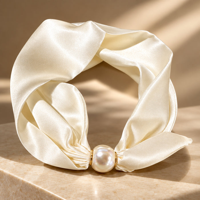 Scarf Necklace w/ Pearl Magnetic Clasp