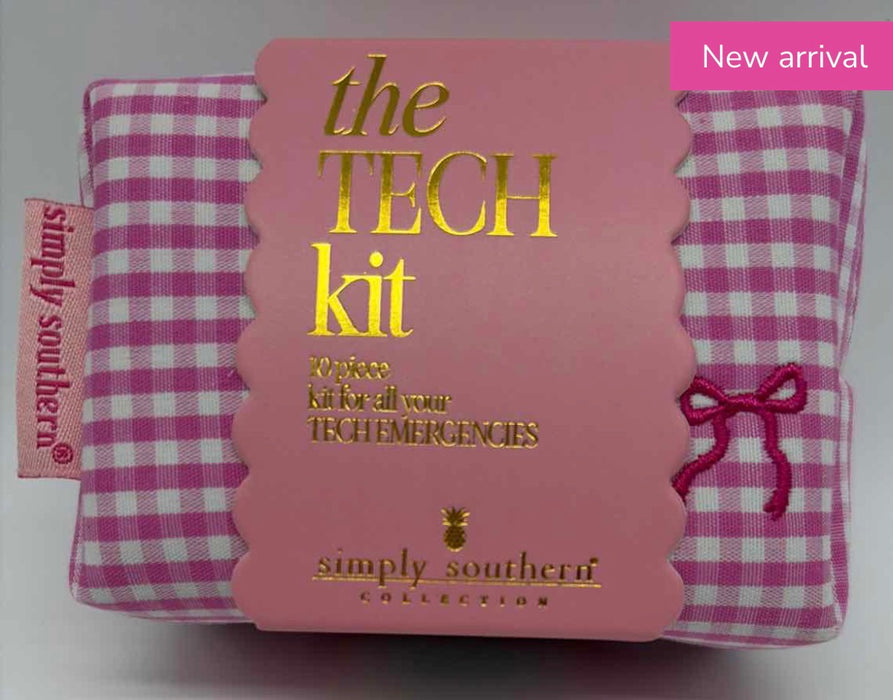 Gingham On The Go Phone Tech Kit by Simply Southern.  Includes Phone Charger & more!  4 Colors Available