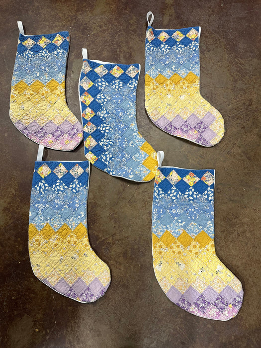 Vintage Quilt Stockings with Vintage Table Cloth Backs - 8 Styles! (Personalization Can Be Added for an Additional $10!)