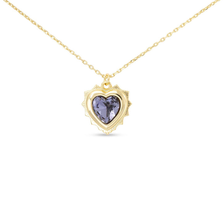 Gold Crystal Birthstone Heart Necklace