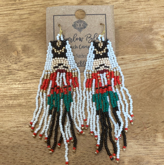 Beaded Fringe Nutcracker Earrings