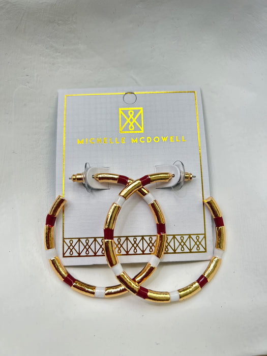 Maroon, White, & Gold Nellie Hoops- Perfect For Game Day To Show Your School Spirit!!