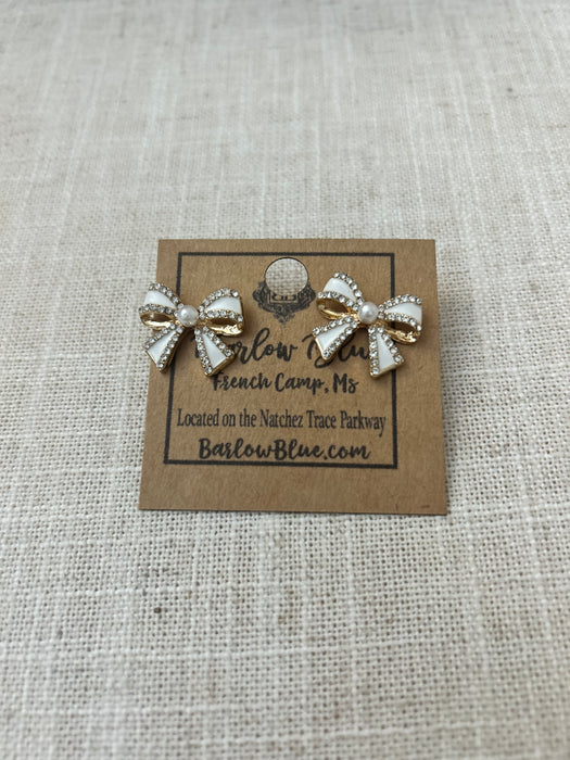 Pearly Christmas Bow Earrings - 2 Colors!