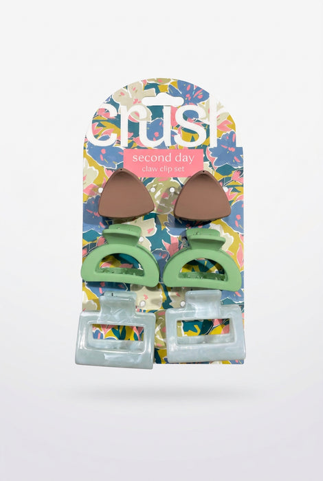 Crush Second Day Claw Clip Set, 6 mini clips total. 3 Color Options