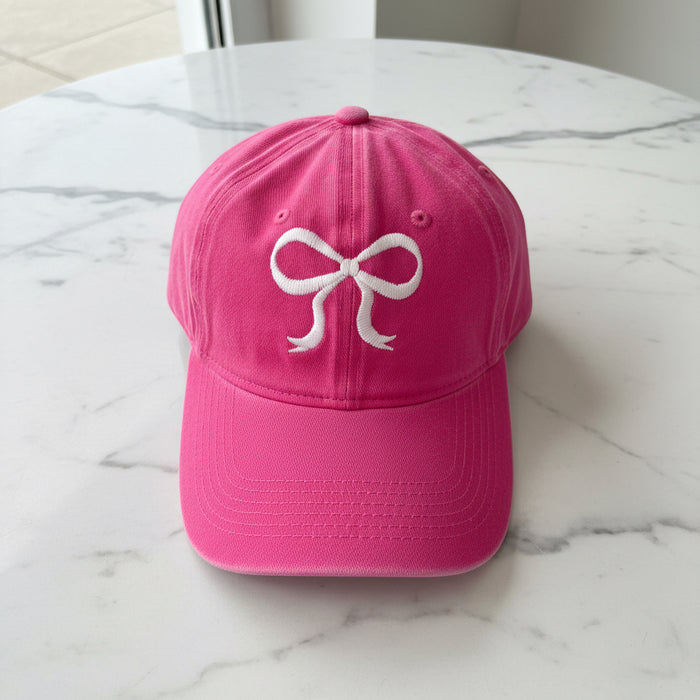 Hot Pink Hat With White Bow