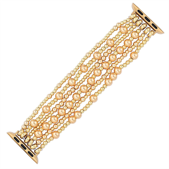 Golden Demure Stretch Apple Watch Bracelet Band Strap.  Water Resistant. Compatible with 38mm - 45mm Watch Faces.