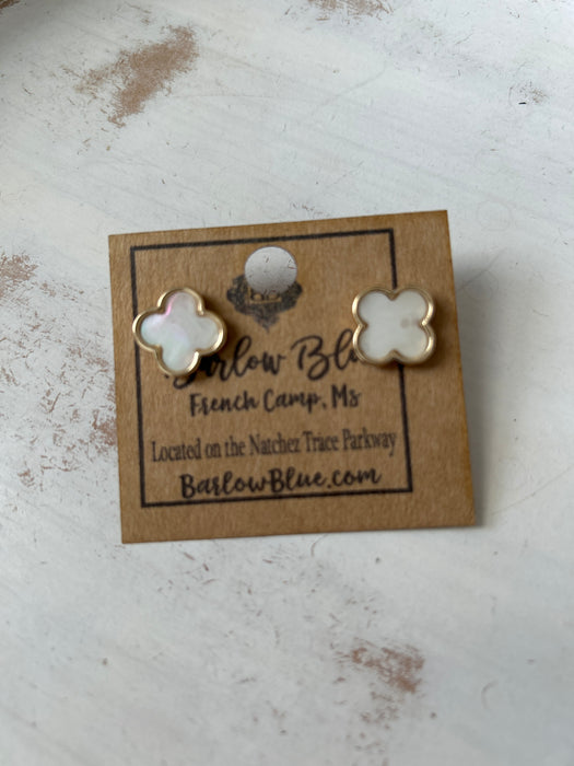 Make a Toast White Marble & Gold Earrings