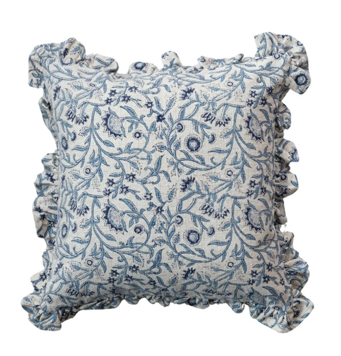 18" Ruffled Floral Pillow