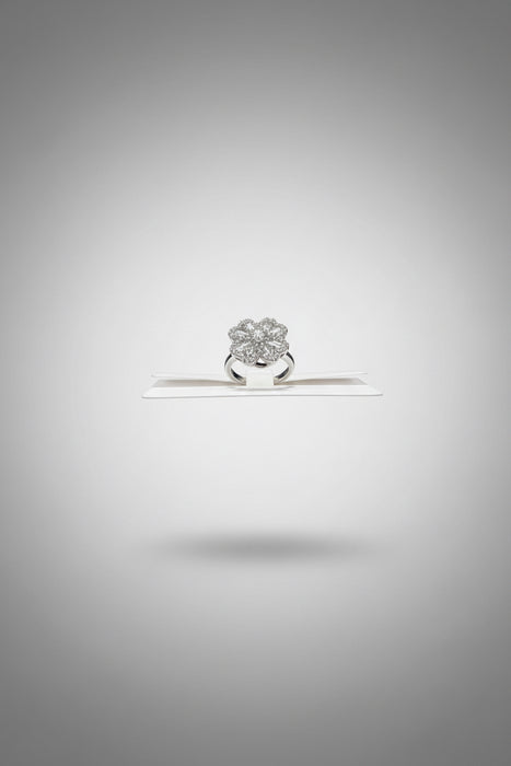 Silver Four Leaf Heart Clover Adjustable Fidget Ring