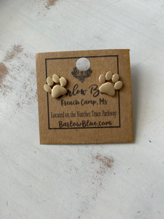 Keep Pushing Pawprint Studs- Available in Silver & Gold