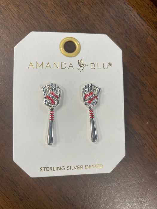 Silver Baseball Earrings Duo