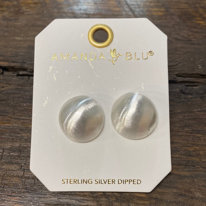 Silver Matte Domed Stud Earrings