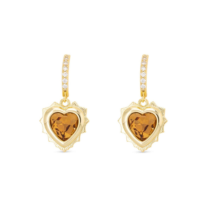Gold Crystal Birthstone Heart Earrings-12 styles!