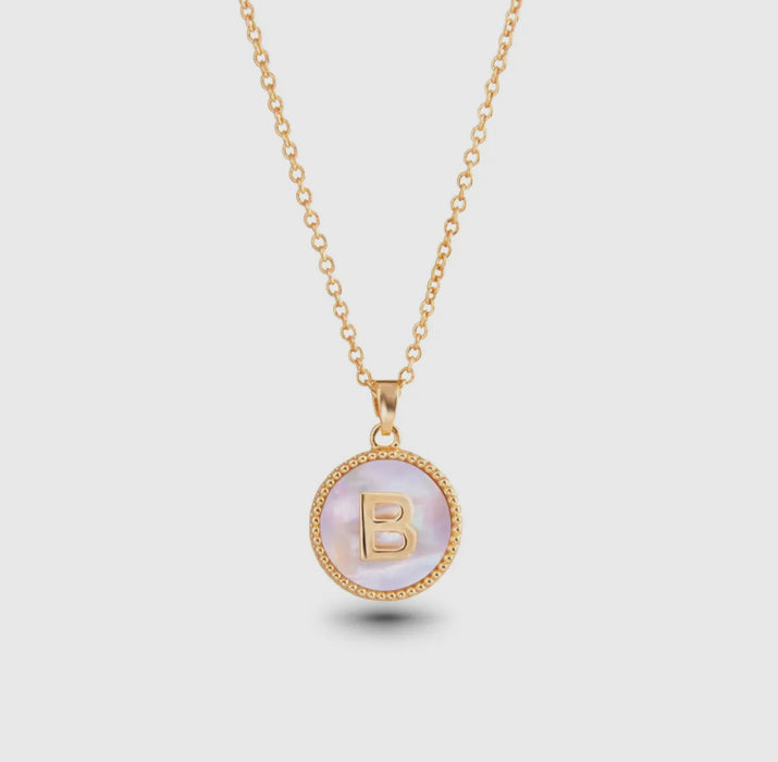 Mother of Pearl Initial Necklace