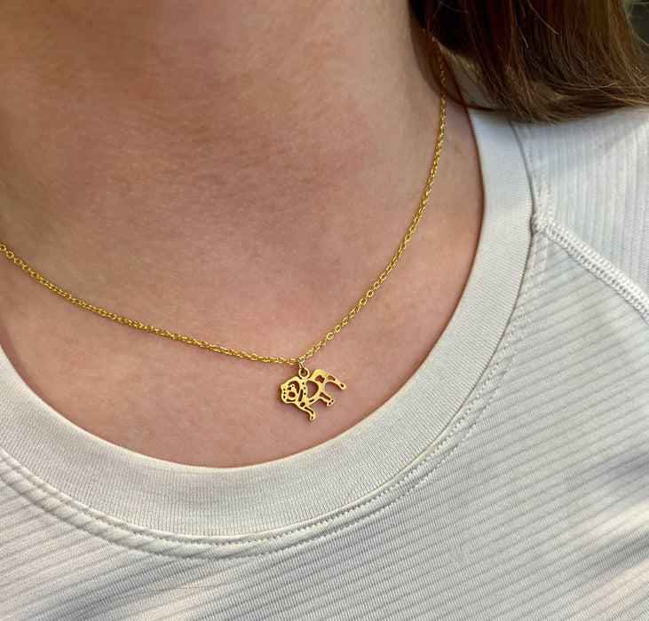 Bulldog Game Day Necklace, Bulldog Gift, Simple Gold Necklace: 16 inch