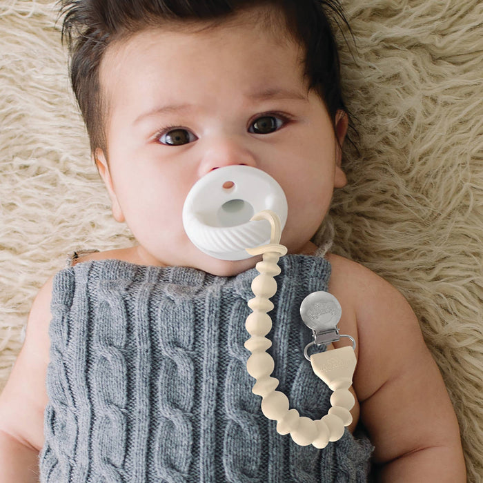 Sweetie Strap™ Silicone One-Piece Pacifier Clips: Toast Color