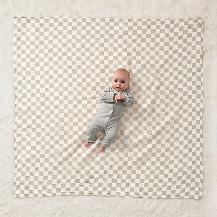 Breastfeeding Boss™: Toast Checkerboard Color.  Swaddle & Breastfeeding Cover in one.
