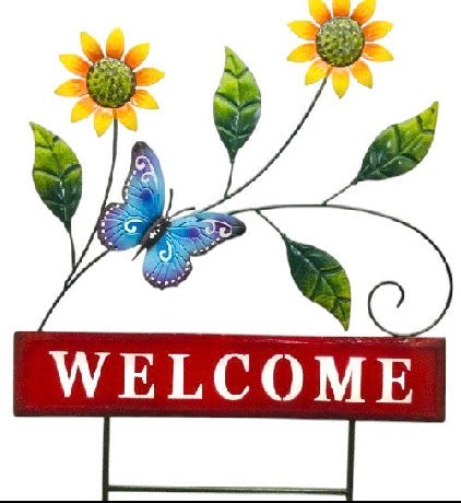 Butterfly, Ladybug or Dragonfly Welcome Metal Yard Sign on two stakes.  31” x 20” ⚠️ Oversized Item.  Store Pick Up Only! No Shipping.