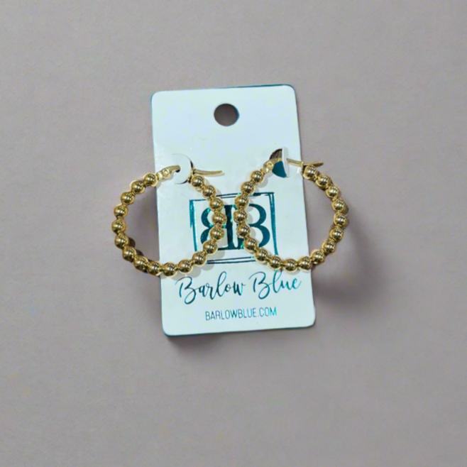 Gold Beaded Hoop Earrings