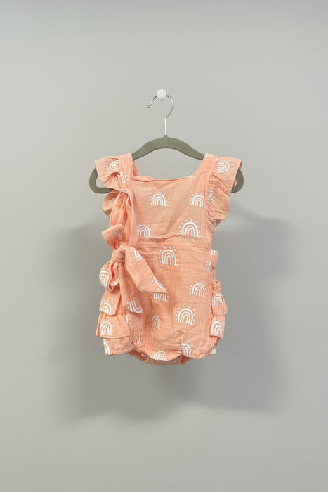 Rainbow Light Pink Baby Overall's with Ruffle Sleeves