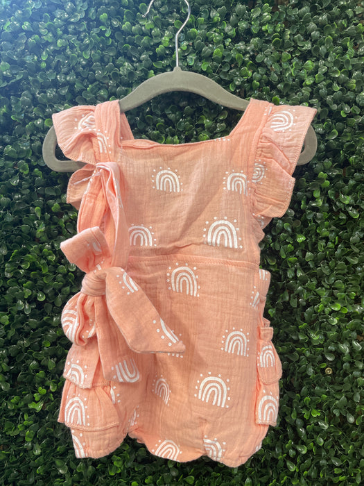 Rainbow Light Pink Baby Overall's with Ruffle Sleeves