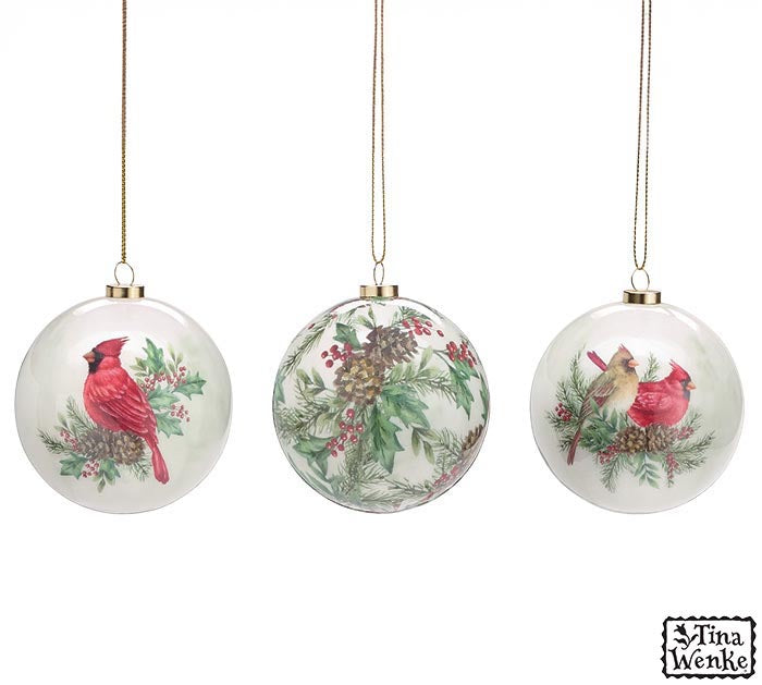 Round Christmas Cardinal Ornaments- 3 Styles!