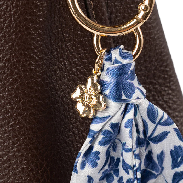 Porcelain Floral Satin Keychain