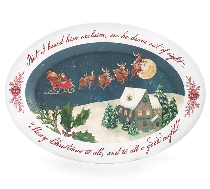 Night Before Christmas Santa Sleigh Platter
